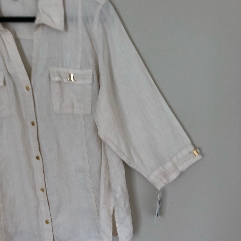 Jm Collection Plus Size Button Down Linen Blouse - image 7